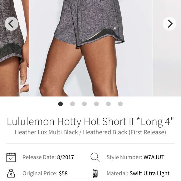 Lululemon Hotty Hot Short 2.5' Heather Lux Multi Black,Heathered Black SZ 6Tall - Picture 5 of 5